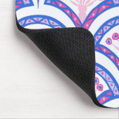 青フローラダマスク模様 マウスパッド (コーナー)