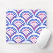 青フローラダマスク模様 マウスパッド (マウス)