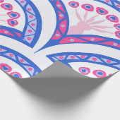 青フローラダマスク模様 ラッピングペーパー (角)