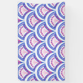 青フローラダマスク模様 横断幕 (縦)