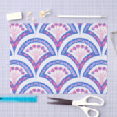 青フローラダマスク模様 薄葉紙 (クラフト)