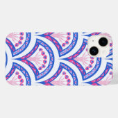 青フローラダマスク模様 Case-Mate iPhoneケース (裏面 (横))