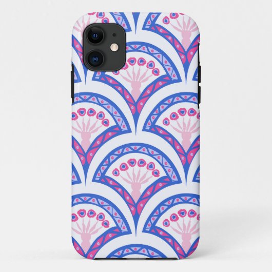 青フローラダマスク模様 Case-Mate iPhoneケース (裏面)