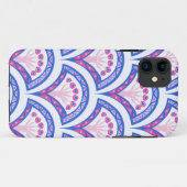 青フローラダマスク模様 Case-Mate iPhoneケース (裏面(横))
