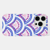 青フローラダマスク模様 Case-Mate iPhoneケース (裏面 (横))