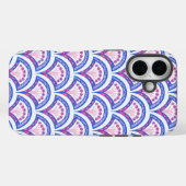 青フローラダマスク模様 Case-Mate iPhoneケース (裏面 (横))