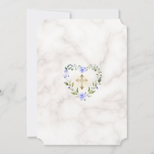 青フローラハートフレーム大理石ボーイ確認 招待状 (裏面)