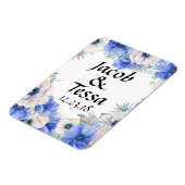 青フローラハートリース パーソナライズされた マグネット (左側)