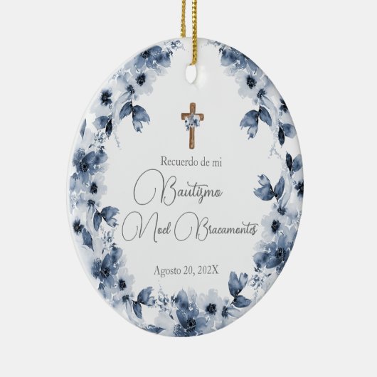 青フローラバプテスセラミックスペインのス セラミックオーナメント (右)