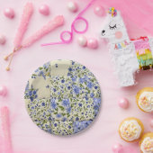 青フローラパッチワークキルト ペーパープレート (パーティー)