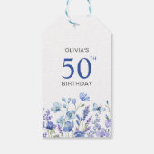 青フローラパーソナライズされた50誕生日 ギフトタグ (裏面)