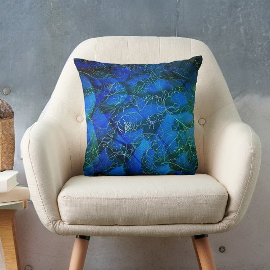青フローラファンタジー抽象芸術装飾用クッション クッション