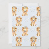 青フローラ小さなキングライオンベビーシャワー 招待状 (裏面)