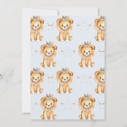 青フローラ小さなキングライオンベビーシャワー 招待状 (裏面)