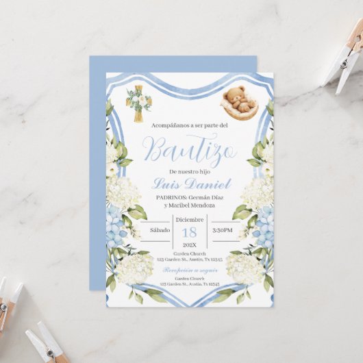 青フローラ少年の洗礼募集スペインの 招待状 (正面/裏面インサイチュ)
