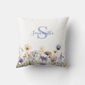 青フローラ山花パーソナライズされた クッション (裏面)