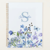 青フローラ山花パーソナライズされた プランナー手帳 (正面)