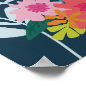 青フローラ植物花バンチかわいらしアート ポスター (角)