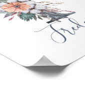 青フローラ水彩画の姓のポスター ポスター (角)