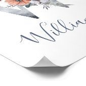 青フローラ水彩画W姓ポスター ポスター (角)