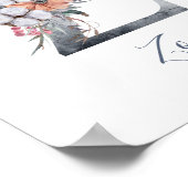 青フローラ水彩画Z姓ポスター ポスター (角)