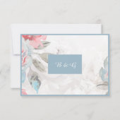 青フローラ水彩野花結婚牡丹 出欠カード (裏面)