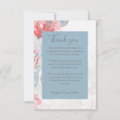 青フローラ水彩野花結婚花 サンキューカード (正面)