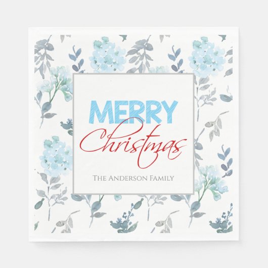 青フローラ水色クリスマス |紙ナプキン スタンダードランチョンナプキン (正面)