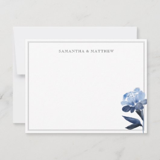 青フローラ水色2対縁ど対 ノートカード (正面)