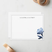 青フローラ水色2対縁ど対 ノートカード (正面/裏面インサイチュ)