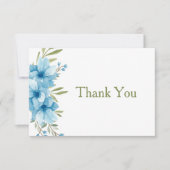 青フローラ水色 サンキューカード (正面)