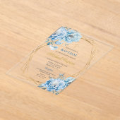 青フローラ洗礼 アクリル招待状 (レイダウン)