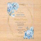 青フローラ洗礼 アクリル招待状 (正面)