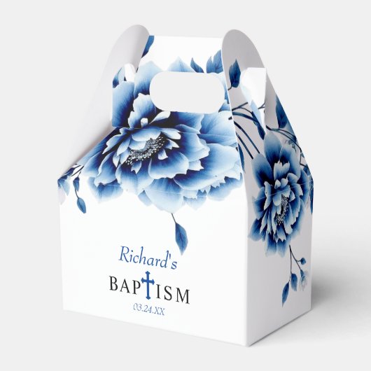 青フローラ牡丹の花ボーイバプテスマありがとう フェイバーボックス (裏面サイド)
