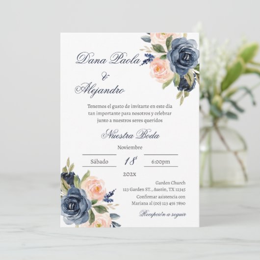 青フローラ結婚式招待状スペインのin 招待状 (スタンド正面)