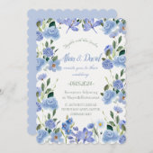 青フローラ結婚式招待状。 招待状 (正面/裏面)