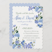 青フローラ結婚式招待状。 招待状 (正面/裏面)