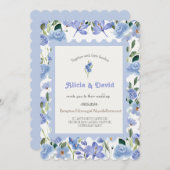 青フローラ結婚式招待状。 招待状 (正面/裏面)
