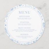 青フローラ結婚磁器の丸 メニュー (正面)