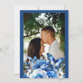 青フローラ結婚蝶 招待状 (裏面)