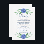 青フローラ緑の葉結婚の詳細カード<br><div class="desc">すべての結婚式の日の詳細を含むあなたの結婚式招待状スイートの重要な部分である。披露宴カードや情報カードを追加すると、結婚式の招待と一緒に結婚式の後のお祝い、ホテル情報などの詳細を伝える適切な方法である。</div>