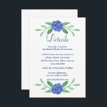 青フローラ緑の葉結婚の詳細カード<br><div class="desc">すべての結婚式の日の詳細を含むあなたの結婚式招待状スイートの重要な部分である。披露宴カードや情報カードを追加すると、結婚式の招待と一緒に結婚式の後のお祝い、ホテル情報などの詳細を伝える適切な方法である。</div>