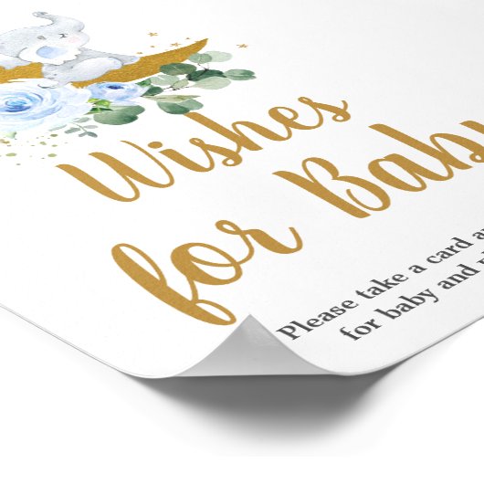 青フローラ緑の象の月がベビーを願う ポスター (角)