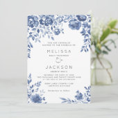 青フローラ縁ど結婚式招待状 招待状 (スタンド正面)