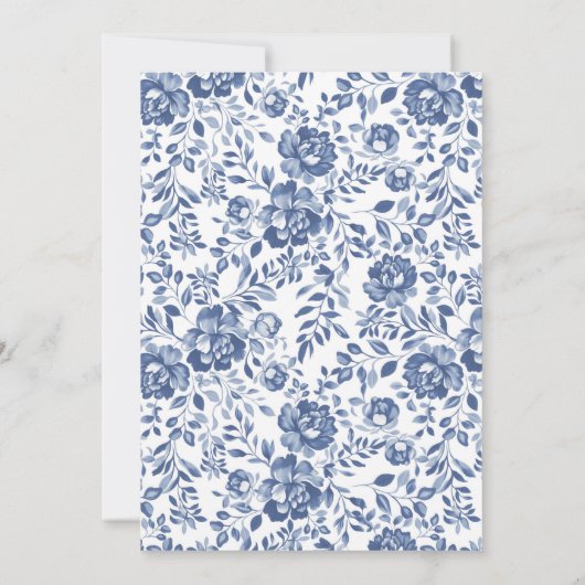 青フローラ縁ど結婚式招待状 招待状 (裏面)