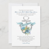 青フローラ航海のいかり水結婚色のInv 招待状 (正面)