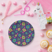 青フローラ誕生日おもしろいパタカラフルーン ペーパープレート (パーティー)