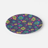 青フローラ誕生日おもしろいパタカラフルーン ペーパープレート (アングル)