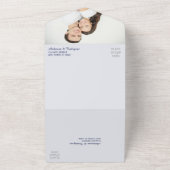 青フローラ金ゴールド結婚旋回 オールインワン招待状 (外側)