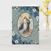 青フローラ |カトリック |ヴァージンマザーメアリー カード (黄色い花)